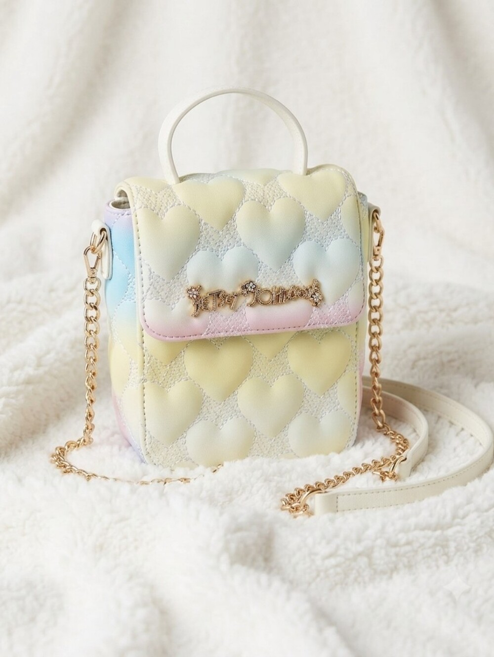 Betsey Johnson Ombre Gradient Quilted Crossbody Bag  w/ Gold Accents